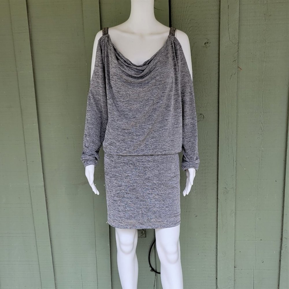WHITE HOUSE BLACK MARKET Gray Knit Dress Large